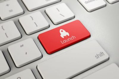 launch Icon Concept on the Red Keyboard Button launch Icon Concept on the Red Keyboard Button